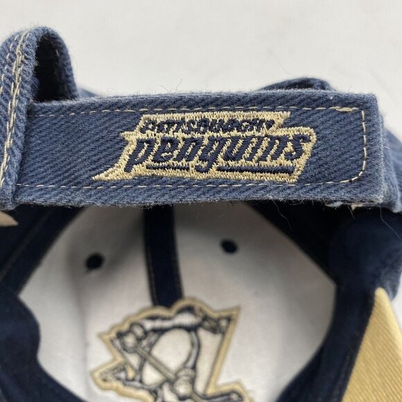 NHL Pittsburgh Penguins Ball Hat Cap Blue Hook Loop Adjustable By T.E.I. Cotton - Picture 10 of 12